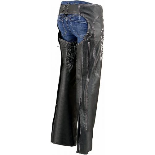  Milwaukee Womens Leather Chaps (Black/Pink, XX-Small)