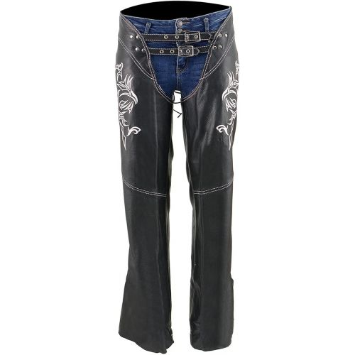  Milwaukee Womens Leather Chaps (Black/Pink, XX-Small)