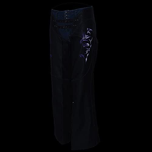  Milwaukee Womens Leather Chaps (Black/Purple, XX-Small)