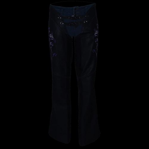  Milwaukee Womens Leather Chaps (Black/Purple, XX-Small)