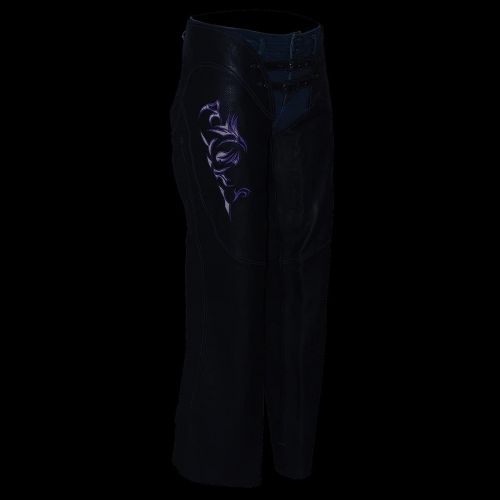  Milwaukee Womens Leather Chaps (Black/Purple, XX-Small)