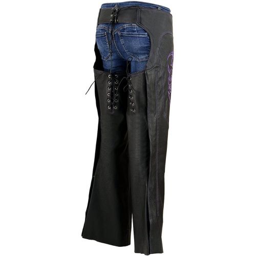  Milwaukee Womens Leather Chaps (Black/Purple, XX-Small)