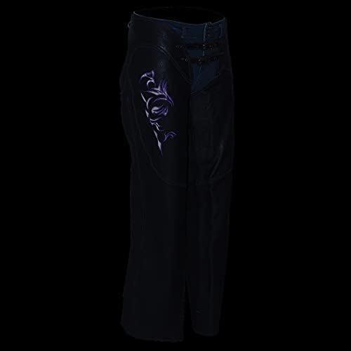  Milwaukee Womens Leather Chaps (Black/Purple, X-Large)