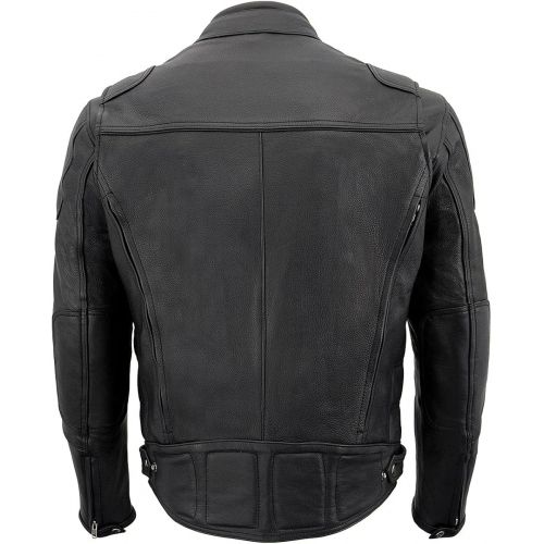  Milwaukee Leather MLM1513 Mens Black Heated Vented Scooter Leather Jacket