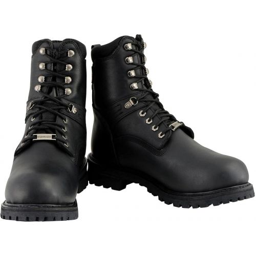  Milwaukee Leather MBM9036WP Mens Black Wide Width 7-inch Lace to Toe Waterproof Leather Boots
