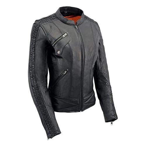  Milwaukee Leather MLL2570 Ladies Phoenix Embroidered Black Leather MC Jacket