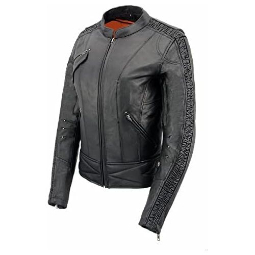  Milwaukee Leather MLL2570 Ladies Phoenix Embroidered Black Leather MC Jacket