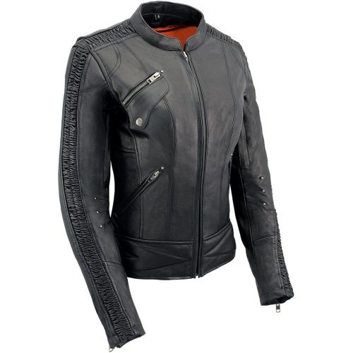  Milwaukee Leather MLL2570 Ladies Phoenix Embroidered Black Leather MC Jacket