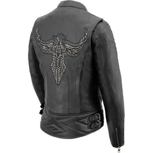  Milwaukee Leather MLL2570 Ladies Phoenix Embroidered Black Leather MC Jacket