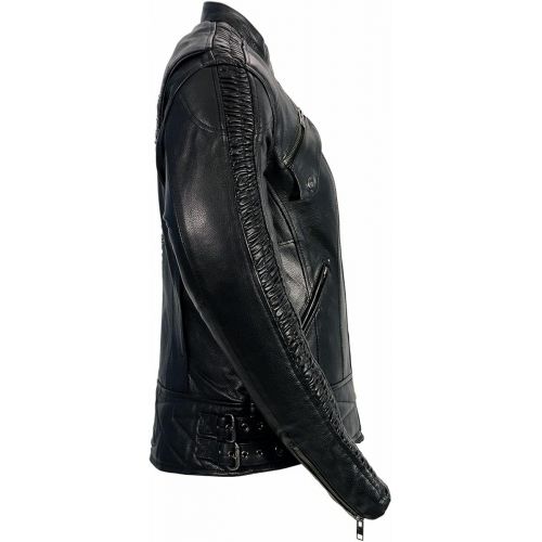  Milwaukee Leather MLL2570 Ladies Phoenix Embroidered Black Leather MC Jacket