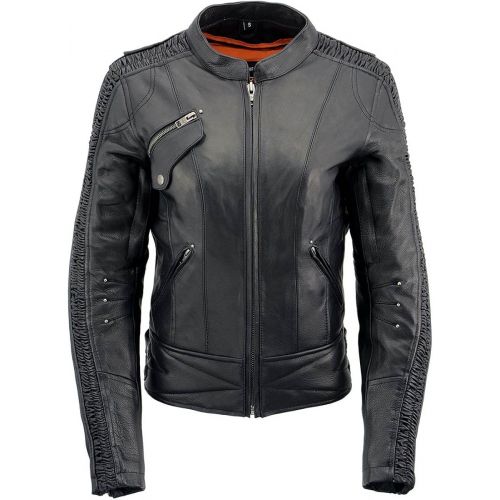  Milwaukee Leather MLL2570 Ladies Phoenix Embroidered Black Leather MC Jacket