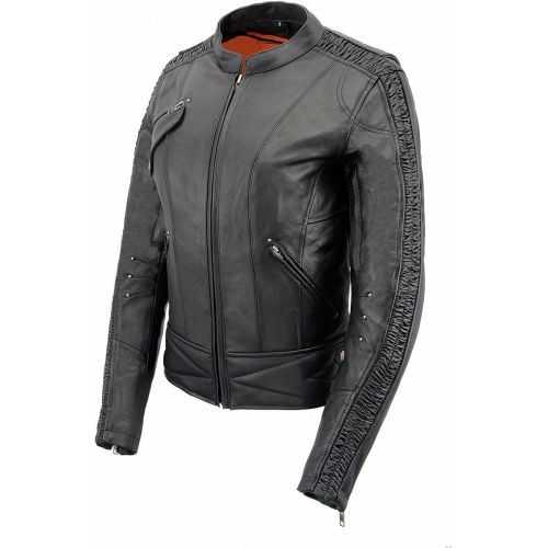  Milwaukee Leather MLL2570 Ladies Phoenix Embroidered Black Leather MC Jacket