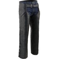 Milwaukee Leather SH1103 Mens Black Leather Slash Pocket Chaps with Snap Out Liner