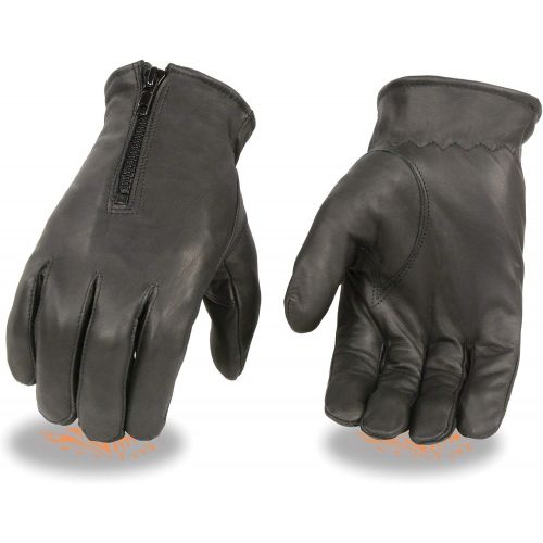  Milwaukee Leather SH226D Mens Black Unlined Leather Gloves with Zipper Closure