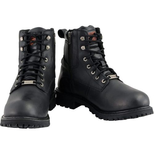  Milwaukee Leather MBM9096WP Mens 6 Inch Lace-Up Wide Width Black Logger Waterproof Leather Boots