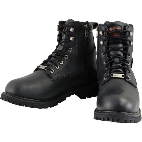  Milwaukee Leather MBM9096WP Mens 6 Inch Lace-Up Wide Width Black Logger Waterproof Leather Boots