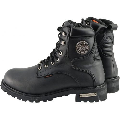  Milwaukee Leather MBM9096WP Mens 6 Inch Lace-Up Wide Width Black Logger Waterproof Leather Boots