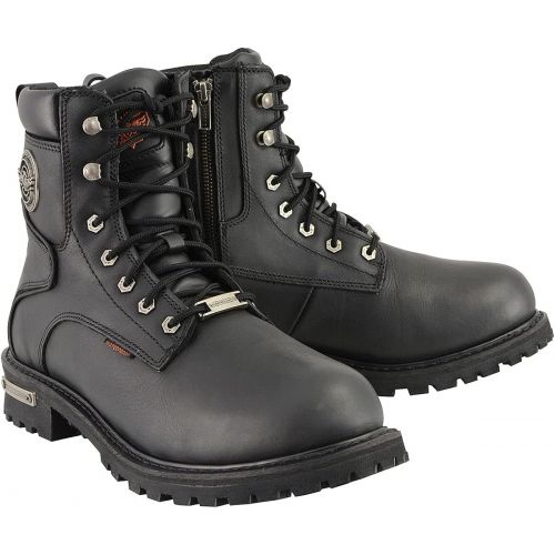  Milwaukee Leather MBM9096WP Mens 6 Inch Lace-Up Wide Width Black Logger Waterproof Leather Boots