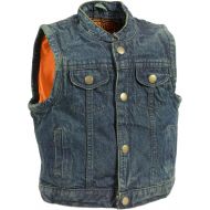 Milwaukee Leather MDK3920 Kids Blue Denim Club Style Snap Front Vest - X-Large