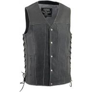 Milwaukee Leather MLM3521 Mens Distressed Gray Side Lace Leather Vest