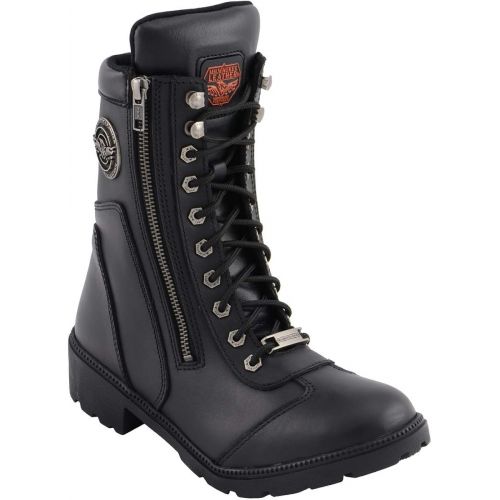  Milwaukee Leather MBL9301 Womens Black Lace-Up Boots with Side Zipper Entry - 6