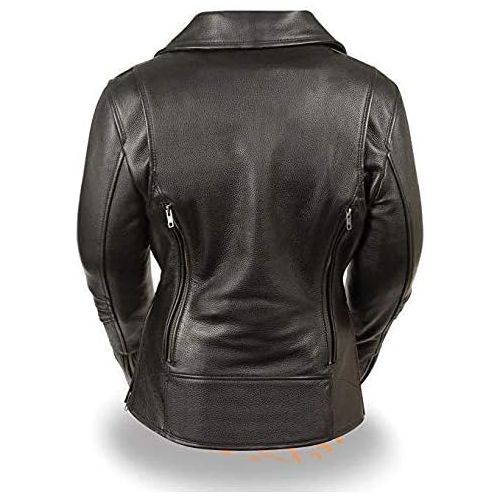  Milwaukee Leather MLL2580 Womens Long Length Beltless Vented Black Leather Jacket - Black / 5X-Large - 5X