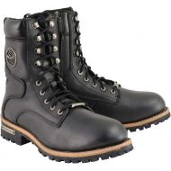 Milwaukee Leather MBM9095 Men’s Classic Black Logger Lace-Up Boots with Side Zipper - 10.5