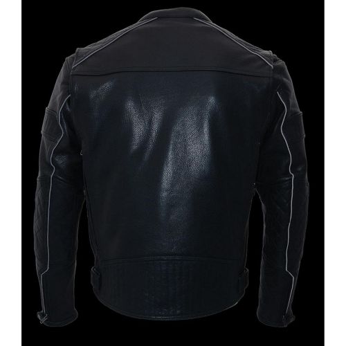  Milwaukee Leather MLM1545 Mens Quilted Pattern Triple Vent Black Leather Scooter Jacket