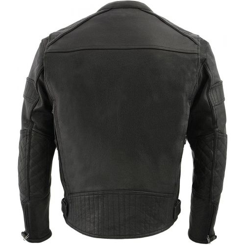  Milwaukee Leather MLM1545 Mens Quilted Pattern Triple Vent Black Leather Scooter Jacket