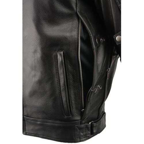  Milwaukee Leather MLM1545 Mens Quilted Pattern Triple Vent Black Leather Scooter Jacket