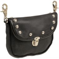 Milwaukee Leather SH52001 Leather Belt Bag with Studded Flap and Belt Clasps