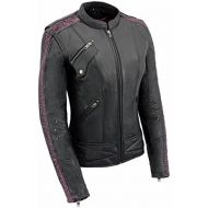 Milwaukee Leather MLL2570 Ladies Phoenix Embroidered Black Leather MC Jacket