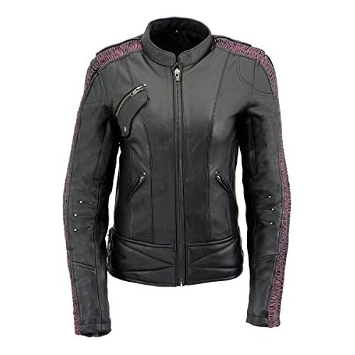  Milwaukee Leather MLL2570 Ladies Phoenix Embroidered Black Leather MC Jacket