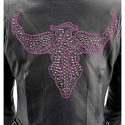  Milwaukee Leather MLL2570 Ladies Phoenix Embroidered Black Leather MC Jacket