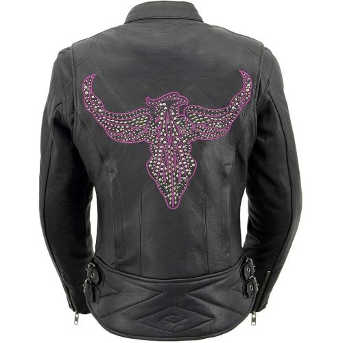  Milwaukee Leather MLL2570 Ladies Phoenix Embroidered Black Leather MC Jacket