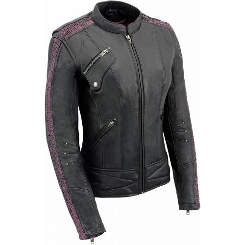  Milwaukee Leather MLL2570 Ladies Phoenix Embroidered Black Leather MC Jacket