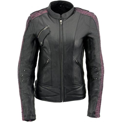  Milwaukee Leather MLL2570 Ladies Phoenix Embroidered Black Leather MC Jacket