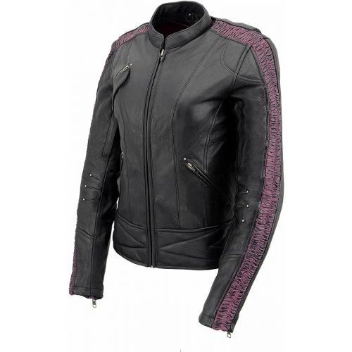  Milwaukee Leather MLL2570 Ladies Phoenix Embroidered Black Leather MC Jacket