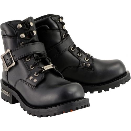  Milwaukee Leather MBM9010W Mens Black Wide-Width Lace-Up 6-inch Engineer Boots with Side Buckle - 13W