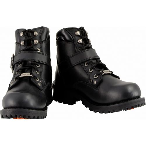  Milwaukee Leather MBM9010W Mens Black Wide-Width Lace-Up 6-inch Engineer Boots with Side Buckle - 13W