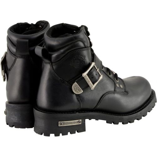  Milwaukee Leather MBM9010W Mens Black Wide-Width Lace-Up 6-inch Engineer Boots with Side Buckle - 13W