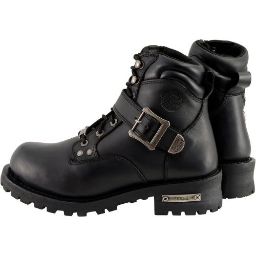  Milwaukee Leather MBM9010W Mens Black Wide-Width Lace-Up 6-inch Engineer Boots with Side Buckle - 13W