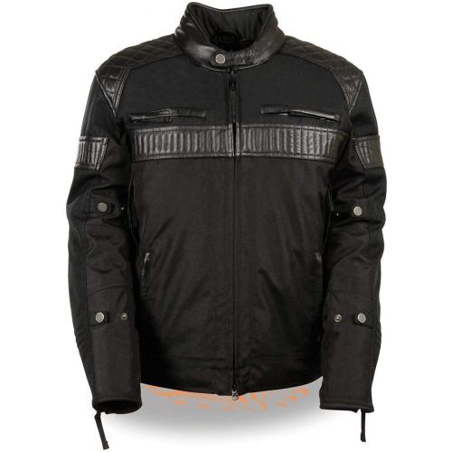  Milwaukee Leather MPM1735 Mens Black Textile Scooter Jacket with Leather Trim