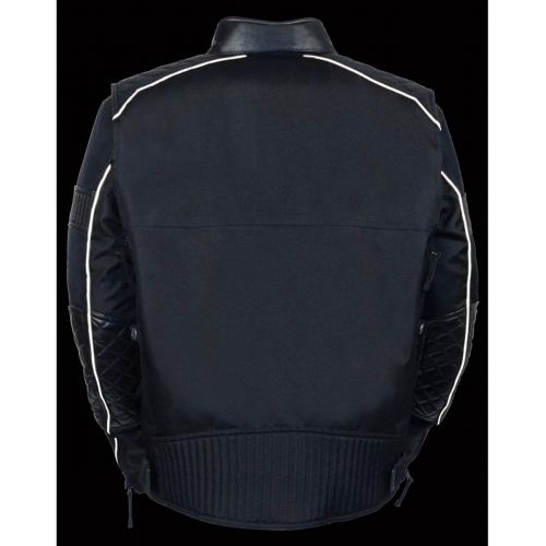  Milwaukee Leather MPM1735 Mens Black Textile Scooter Jacket with Leather Trim