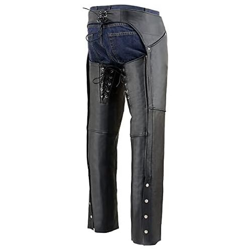  Milwaukee Leather SH1173 Womens Black Classic Hip Pocket Leather Chaps