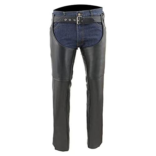  Milwaukee Leather SH1173 Womens Black Classic Hip Pocket Leather Chaps