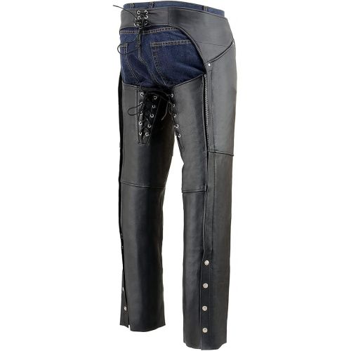  Milwaukee Leather SH1173 Womens Black Classic Hip Pocket Leather Chaps