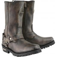 Milwaukee Leather MBL9361 Womens Distressed Brown 11-inch Classic Harness Square Toe Boots - 7.5