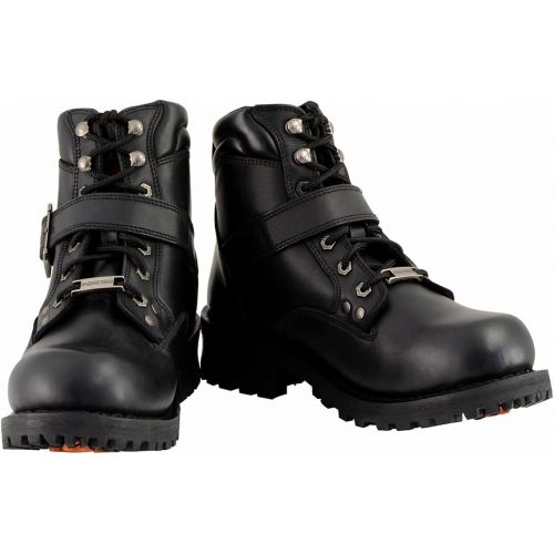  Milwaukee Leather MBM9010W Mens Black Wide-Width Lace-Up 6-inch Engineer Boots with Side Buckle - 8.5W