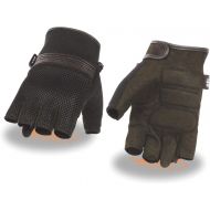 Milwaukee Leather MG7590 Mens Black Mesh Top Fingerless Gloves with Gel Palm - Large
